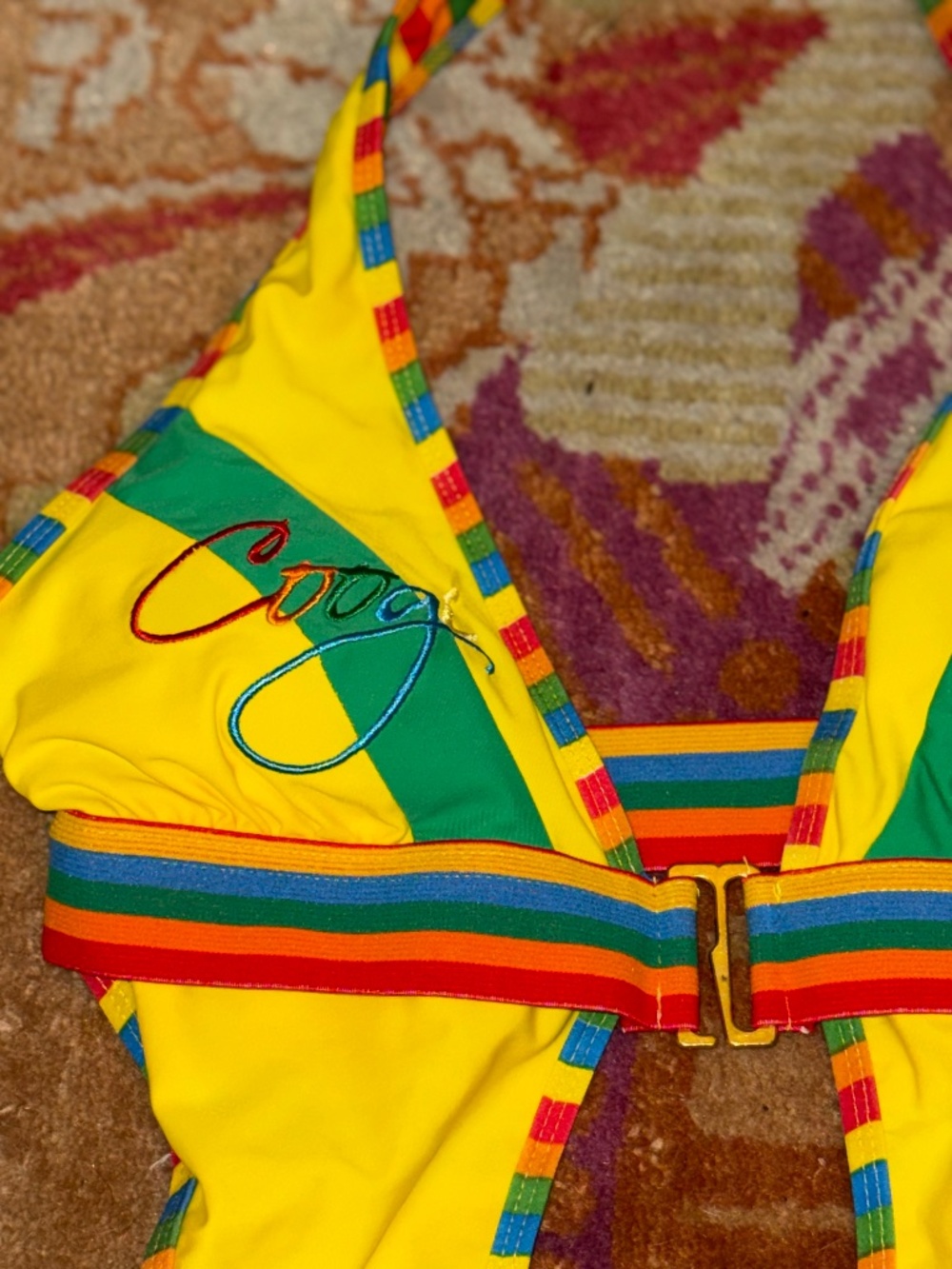 Coogi Large L Y2K colorful swimsuit vintage monokini cutout swim - Picture 3 of 5